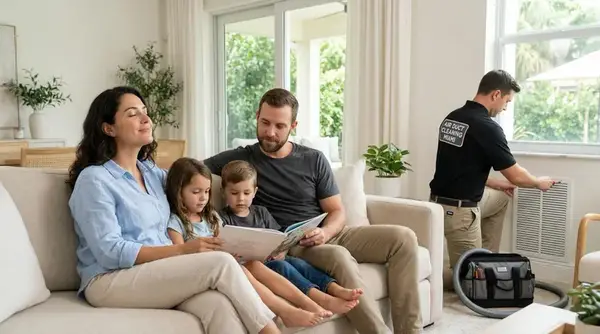 Happy Miami family with their licensed AC technician