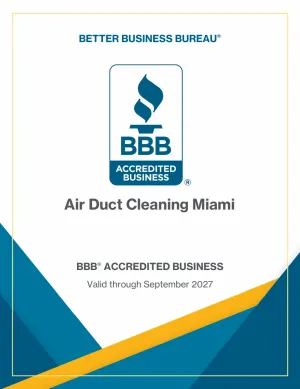 BBB 7-Year Accreditation Certificate for Air Duct Cleaning Miami