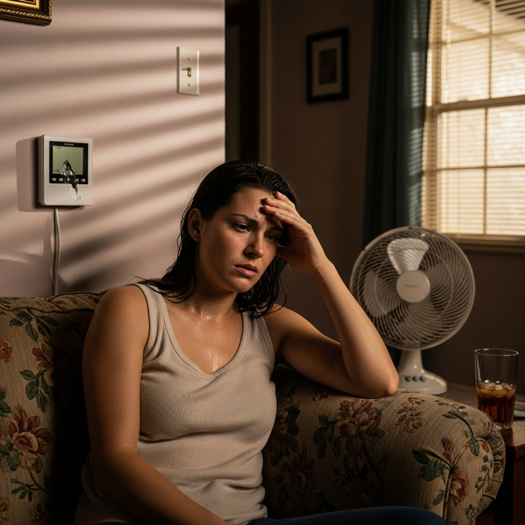 Frustrated customer with broken thermostat