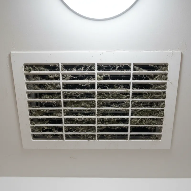 Yellowed and discolored AC return air grille before refurbishing in Davie FL