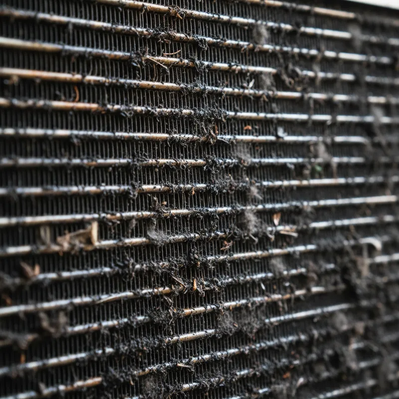 Dirty AC coil with mold buildup before cleaning in Hialeah FL