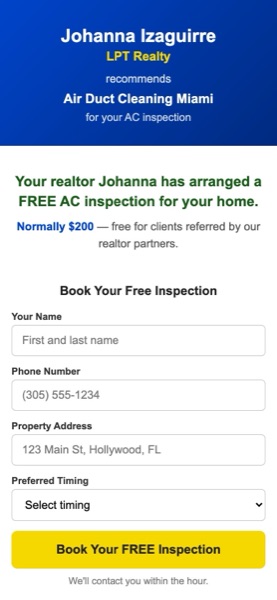 Sample realtor partner page — your branded referral page