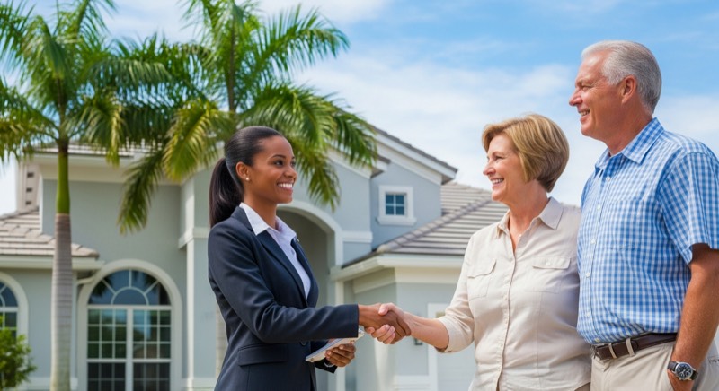 Happy realtor and homeowner after AC inspection in Miami