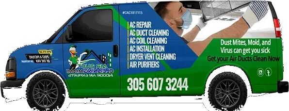 Air Duct Cleaning Miami branded service truck &mdash; licensed FL HVAC CAC1817115, (305) 607-3244