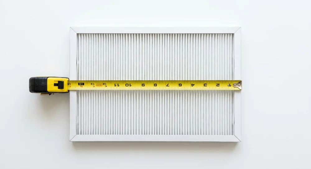 Measuring an AC air filter frame to find the right size before ordering
